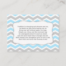 Visning för babyduschingkort, inget radbyte tilläggskort