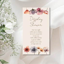 Visning för Bebisdusch för Blommigt av vattenfärg Tilläggskort