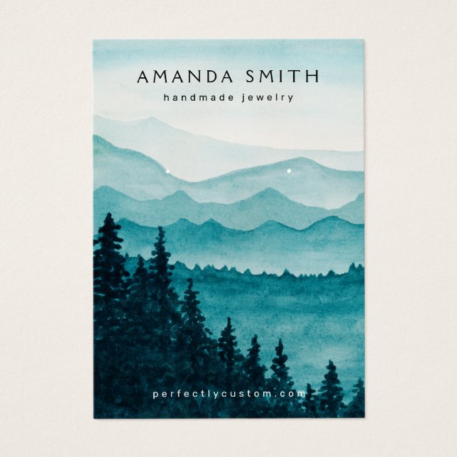 Visning för bergsskogsvattenfärgning visitkort (Framsidan)