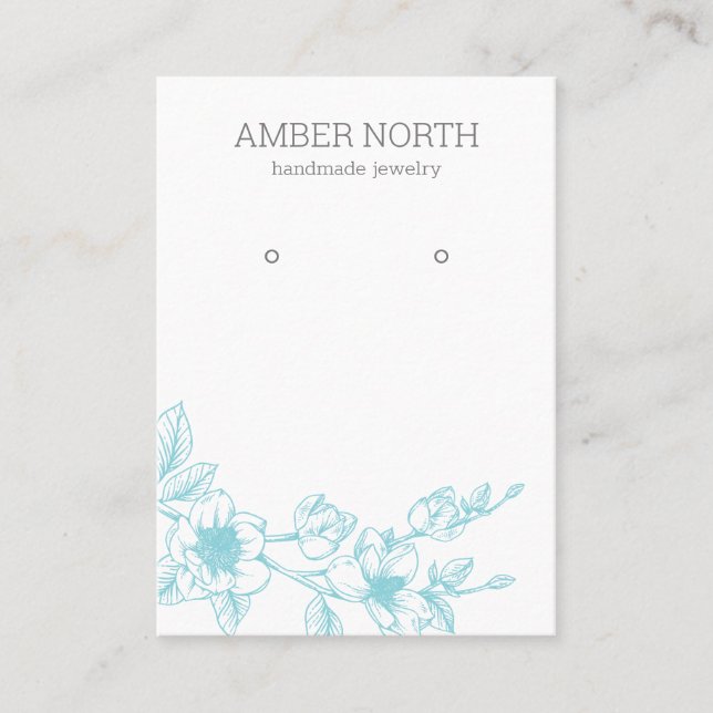 Visning för Blå blommiga Blommar Visitkort (Framsida)