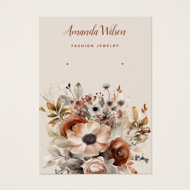 visning för blommigt för elegant av vattenfärg visitkort (Framsidan)