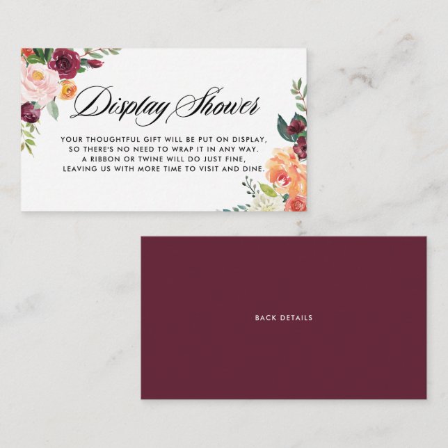 Visning för Blommigt för höstfärgstblommor, höstbl Tilläggskort (Fram/baksida)