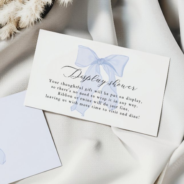 Visning för Blue Bow Baby Shower Tilläggskort (Skapare uppladdad)