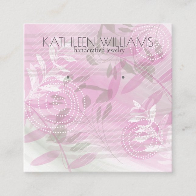 Visning för botanisk avläsning av modern blommigt fyrkantigt visitkort (Framsida)