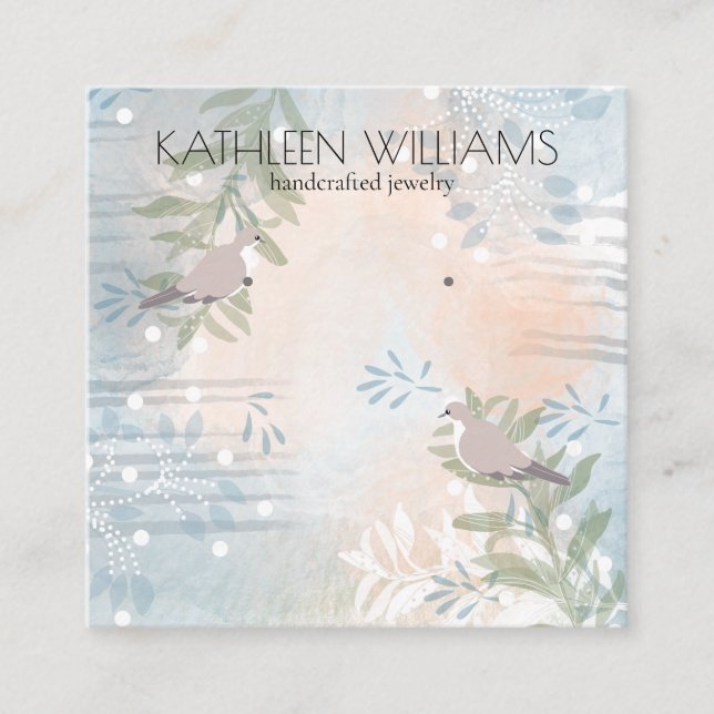 Visning för botanisk avläsning av modern blommigt fyrkantigt visitkort (Framsida)