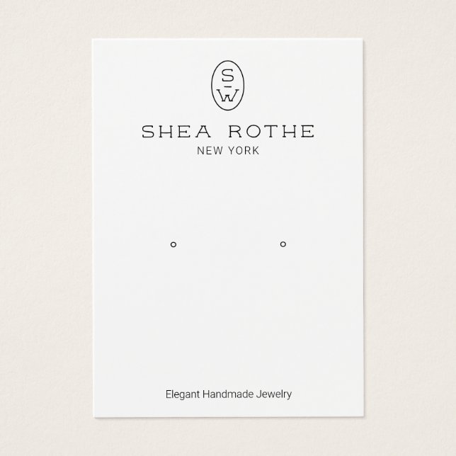 Visning för coola Modern White Monogram Earring Ca Visitkort (Framsidan)
