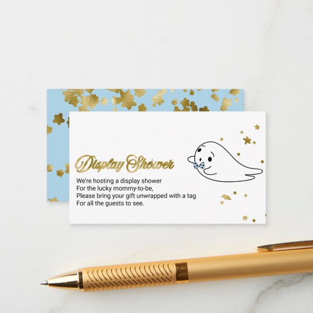 Visning för Cute Ghost Halloween Baby Shower E Tilläggskort (Fram/Back In Situ)