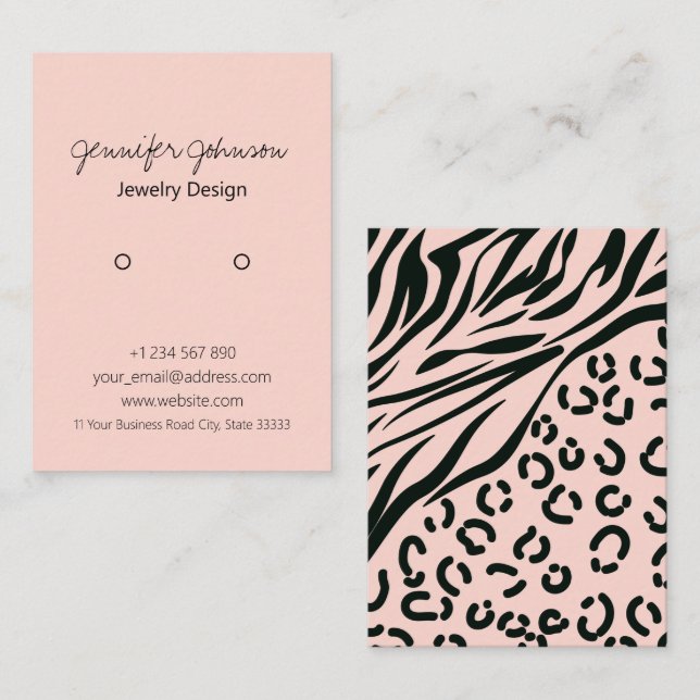 Visning för djurskrivarinnehavare för Rosa  Visitkort (Fram/baksida)