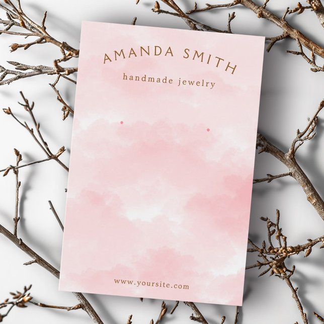 visning för elegant för rosa av vattenfärg visitkort (Pink watercolor elegant earring display card)