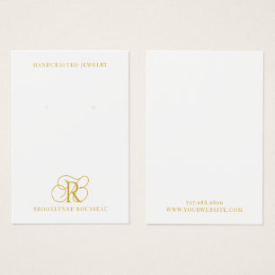 Visning för elegant Guld Monogram Earring  Card Visitkort