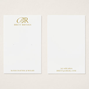 Visning för elegant Guld Monogram Earring  Card Visitkort