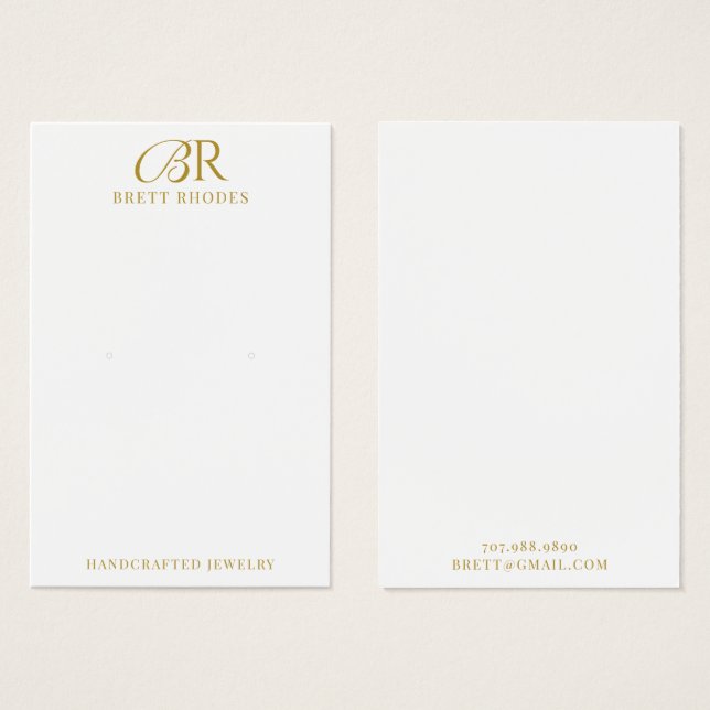 Visning för elegant Guld Monogram Earring  Card Visitkort (Framsida & baksida)