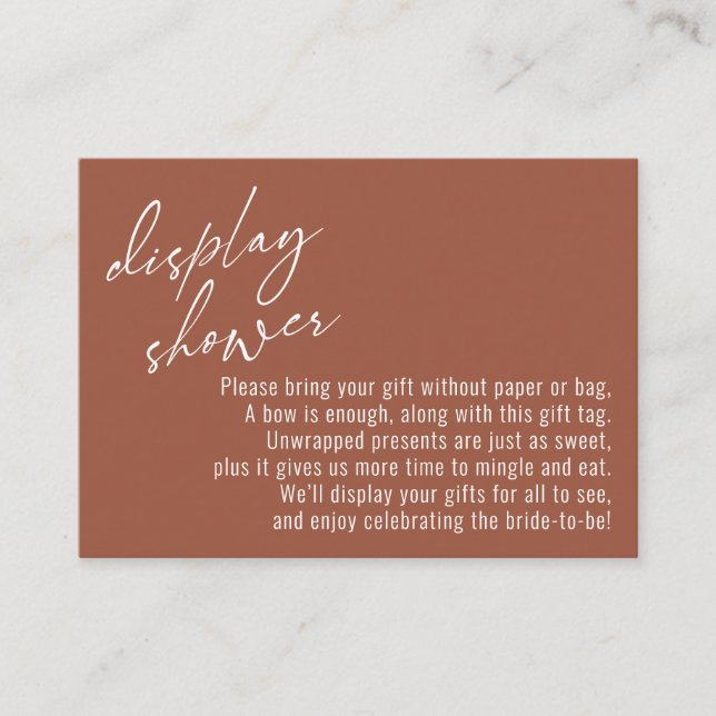 Visning för elegant Handskrift Shower Terracotta Tilläggskort (Framsida)