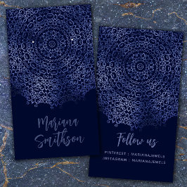 Visning för elegant Navy Blue Mandala Earrings Car Visitkort