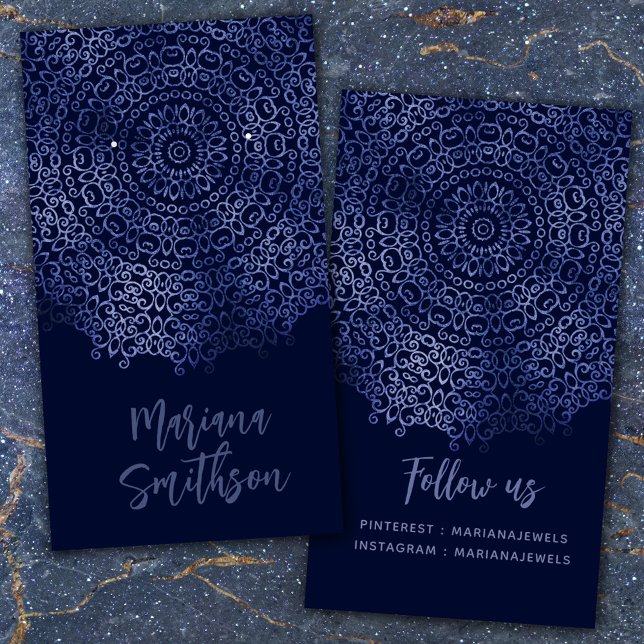 Visning för elegant Navy Blue Mandala Earrings Car Visitkort (Skapare uppladdad)