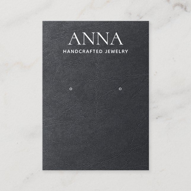 Visning för enkel Elegant, svart läderavläsning Visitkort (Framsida)