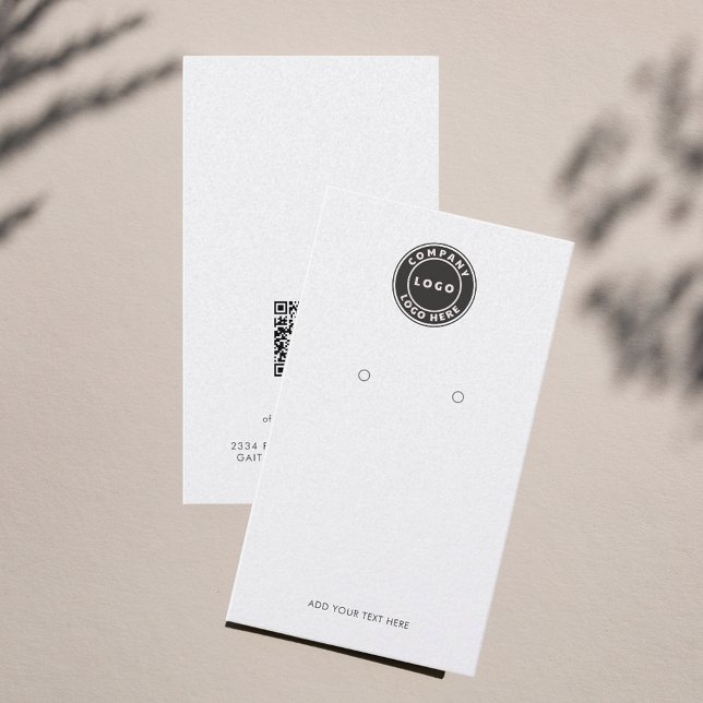 Visning för enkel Logotyp och QR-kodsökning Visitkort (Business Logo with QR Code Earrings Display Card)