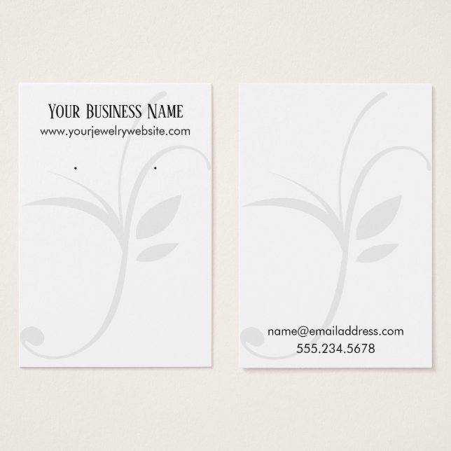 Visning för enkel off-white Löv-arring Holder Visitkort (Framsida & baksida)