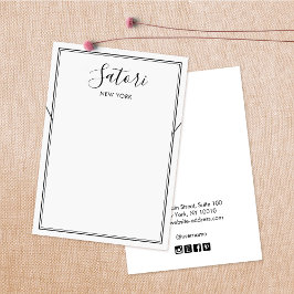 Visning för enkel vit svart Gräns-skript i Necklac Visitkort