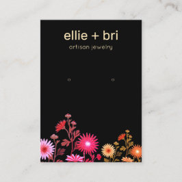 Visning för färgstark Blommigt Boho Black Earring Visitkort
