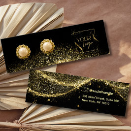 Visning för Faux Guld svart Glitter logotyp Öronko Litet Visitkort