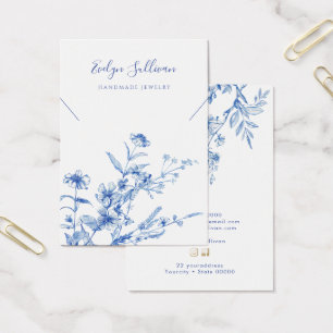 visning för fransk av blåblåblommor i halsband visitkort