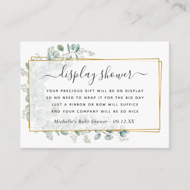 Visning för Geometric Eucalyptus Baby Shower Tilläggskort (Framsida)