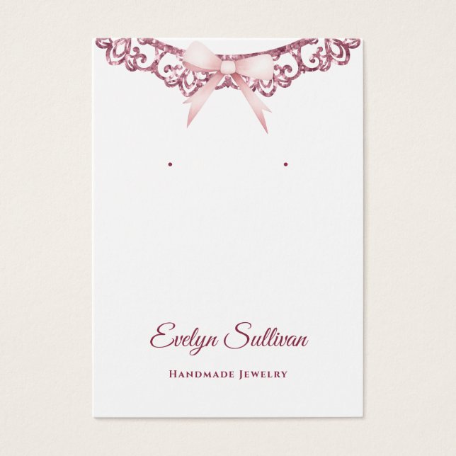 visning för glitter ram-rosa-armbåge visitkort (Framsidan)