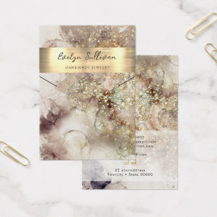 visning för glitter-vattenfärg och foliehalsband visitkort