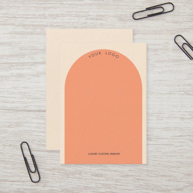 Visning för gräddpersikor Arch Earring Visitkort (Fram/Back In Situ)