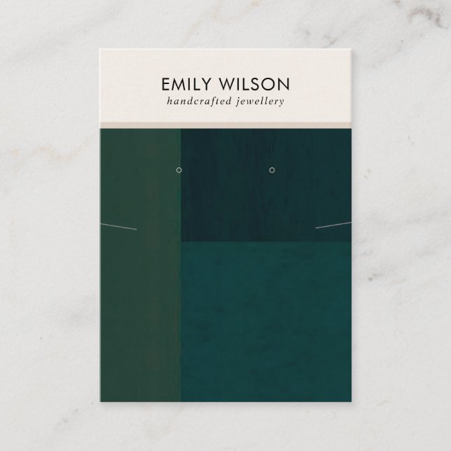 VISNING FÖR  GRÖNT FÄRG BLOCK NECKLACE EARRING VISITKORT (Framsida)