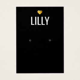 Visning för Guld Heart Black Earring Card Visitkort
