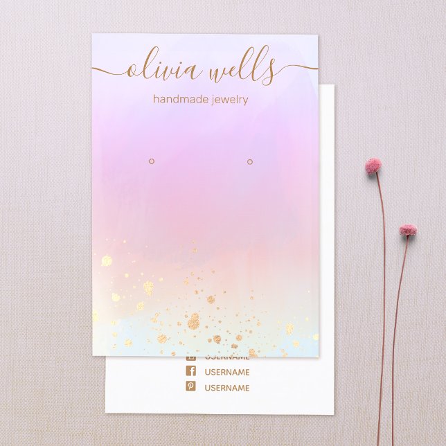 Visning för guld-platterraarmering av vattenfärgsa visitkort (Skapare uppladdad)