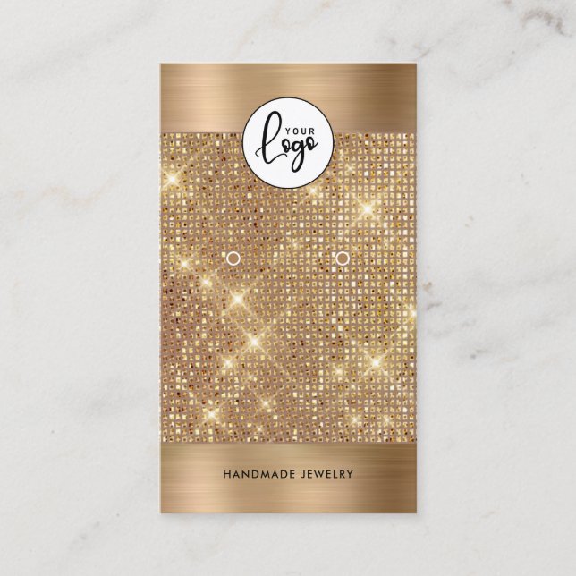 Visning för Guld Shimmer Earrings  Card för elegan Visitkort (Framsida)