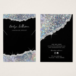 Visning för halsband i Faux silver glitter Visitkort