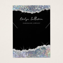Visning för halsband i Faux silver glitter Visitkort