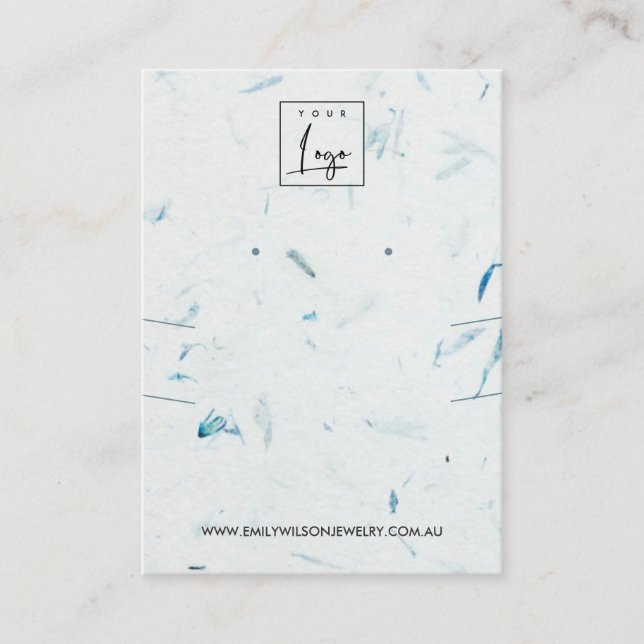 VISNING FÖR HANDMADE PAPPER LÅNGA NECKLACE EARRING VISITKORT (Framsida)