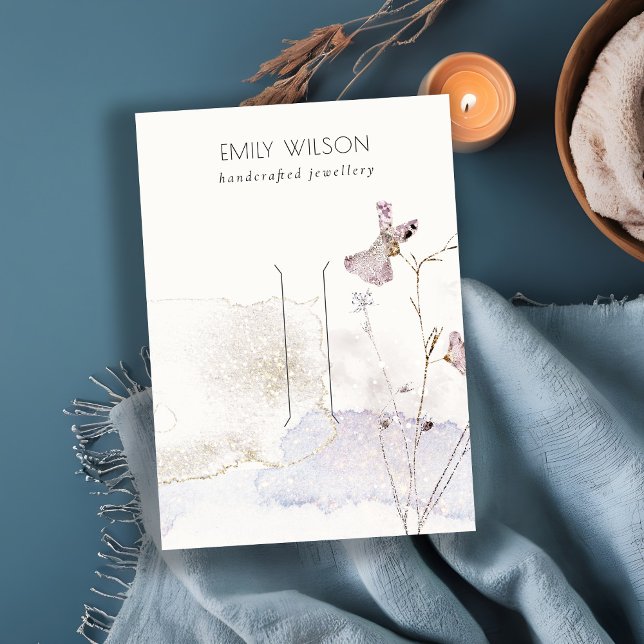 Visning för hårklot med glitter tryckt blommor  visitkort (Skapare uppladdad)