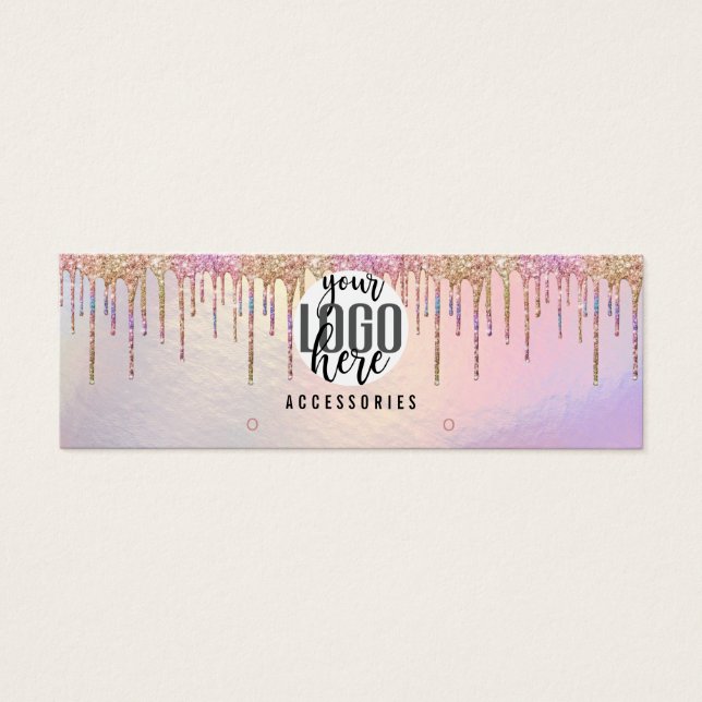 Visning för Holografisk Glitter-drivrutin Ring-Log Litet Visitkort (Framsidan)