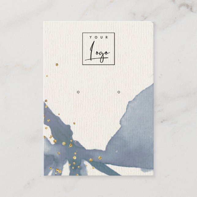 Visning för Indigo Blue Guld Abstrakt Earring Logo Visitkort (Framsida)