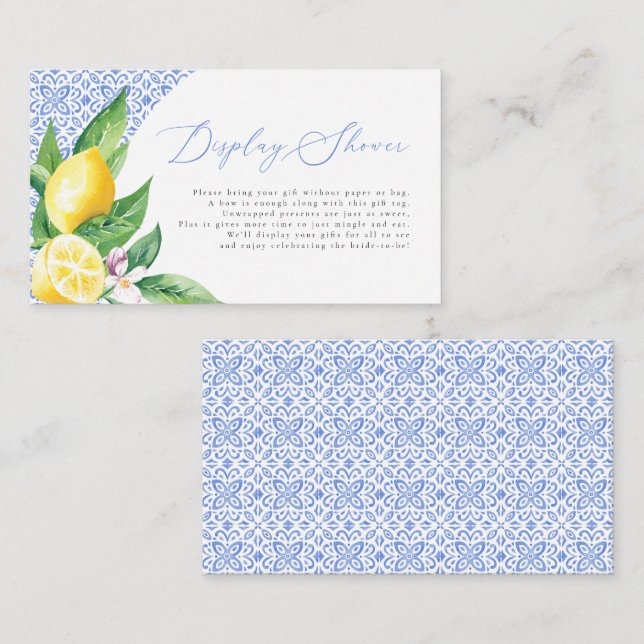 Visning för italienska Blå plattan Positano Lemon Tilläggskort (Fram/baksida)