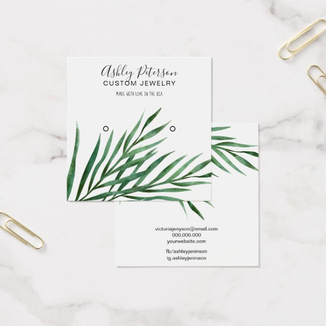 visning för jakt efter tropisk grönt handflatan fyrkantigt visitkort (Kontor)