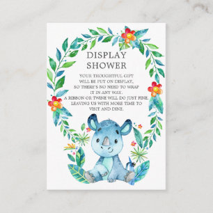 Visning för jungle Rhino Baby Shower Gift Tilläggskort