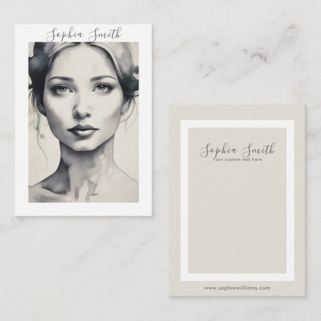 Visning för kvinnlig illustration av  Porträtt (Fram/baksida)