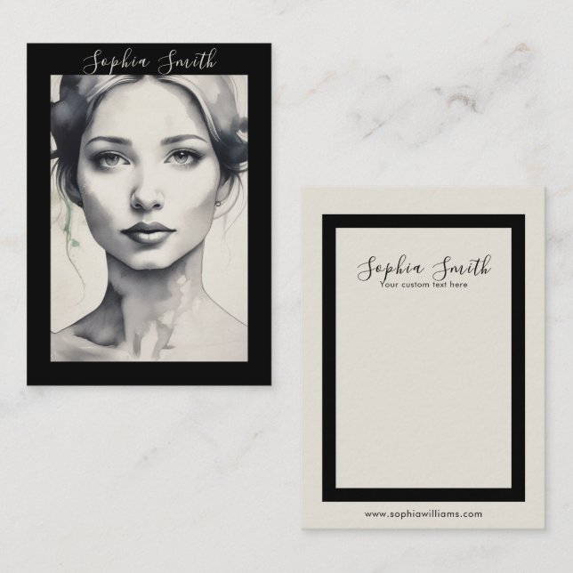 Visning för kvinnlig illustration av  Porträtt (Fram/baksida)