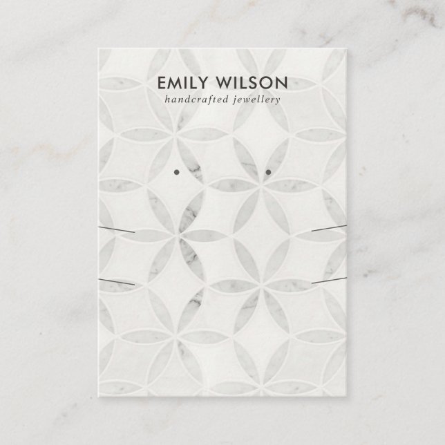 VISNING FÖR LÅNG NECKLACE EARRING AV benvit BLOMMI Visitkort (Framsida)