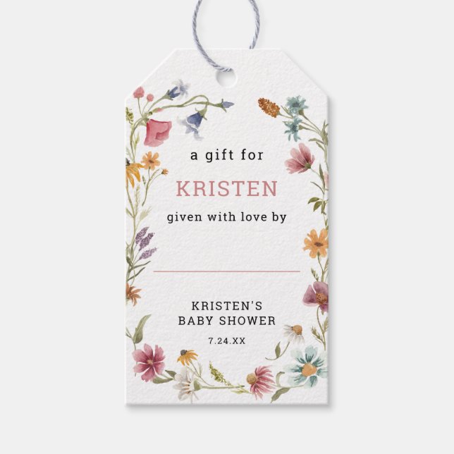 Visning för Little WildblommBaby Shower Presentetikett (Framsidan)