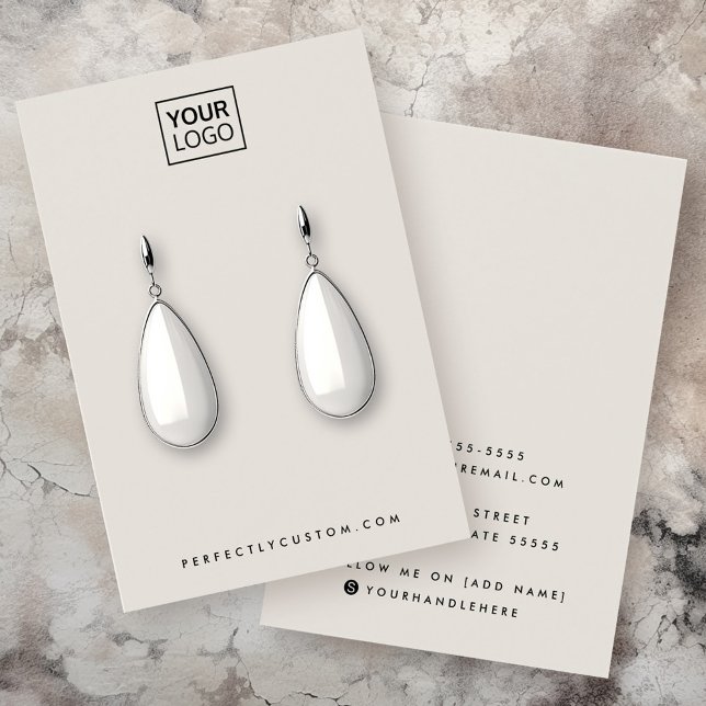 Visning för logotyp av ljusgenomskinlig anpassning visitkort (Light tan custom logo earring display card)