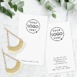 Visning för logotyp Modern White Jewelery Earring  Visitkort<br><div class="desc">En enkel anpassningsbar som har visning-kort i ett modernt minimalistiskt stil som enkelt kan uppdateras med produktinformation,  logotyp och text. Om du behöver hjälp med att anpassa den här produkten kontaktar du mig med hjälp av meddelandeknappen nedan så hjälper jag lycklig.</div>