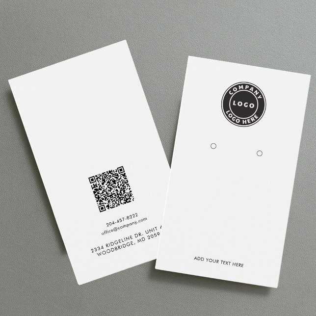 Visning för Logotyp och QR-kodsökning Visitkort (Your Business Logo with QR Code Earrings Display Card)